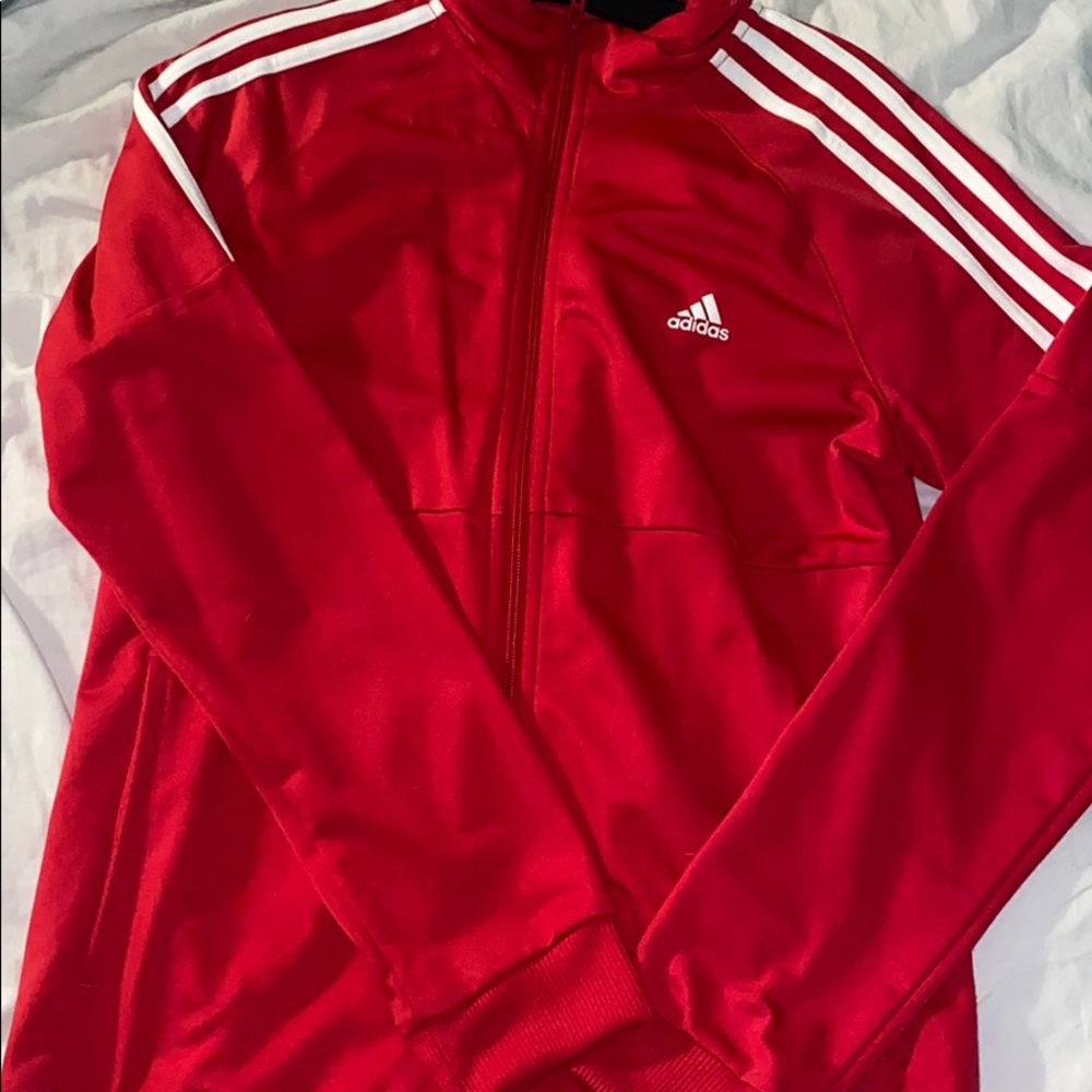 RED adidas track zip-up